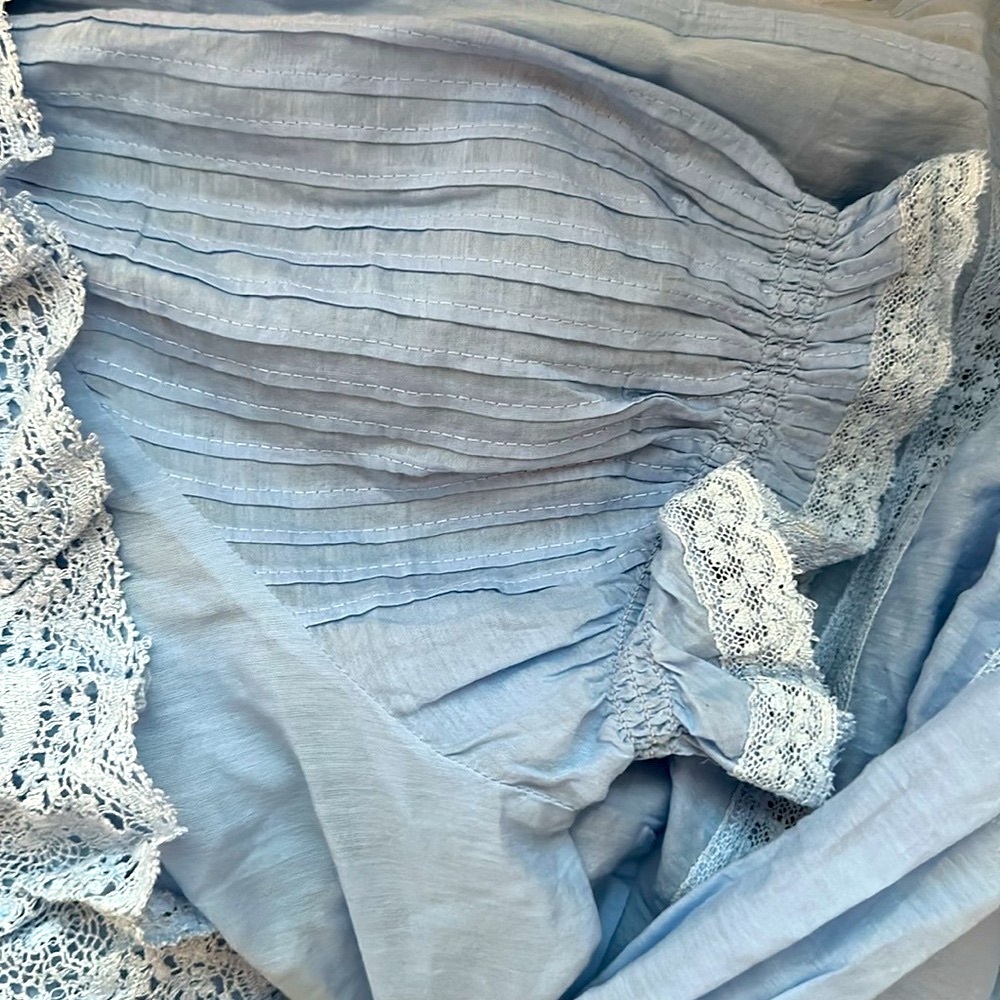 Zadig & Voltaire Blue Lace Ruffle Maxi Dress | Boho Cottage-core SZ S NWT! - Picture 5 of 13